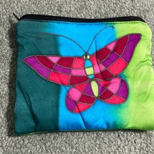 Silk butterfly cosmetic bag used 1x
